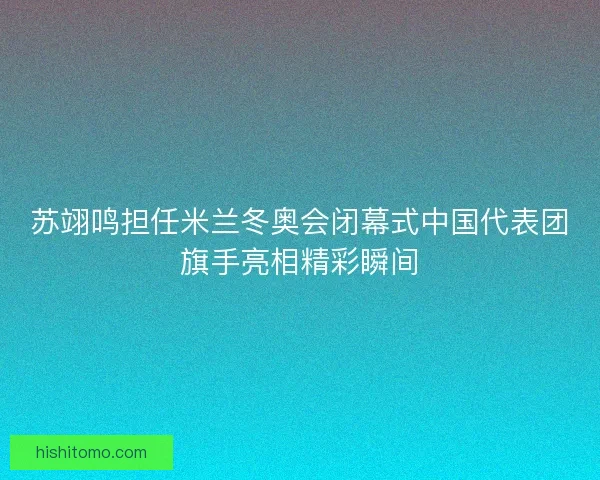 苏翊鸣担任米兰冬奥会闭幕式中国代表团旗手亮相精彩瞬间